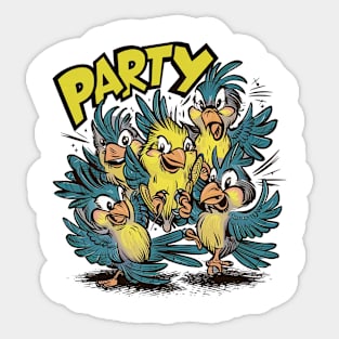 Party time cute birdz Sticker